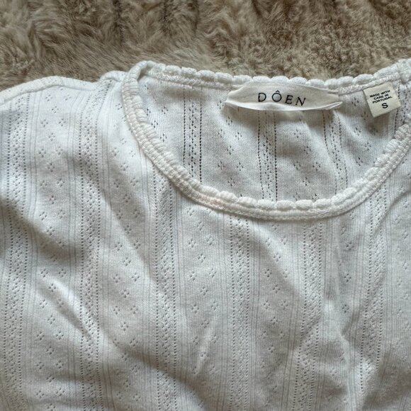 Doen Vivi Tee in Cream Pointelle - Picture 6 of 6